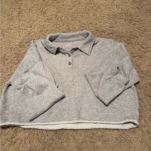 Aerie Light Gray Collared Sweatshirt